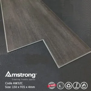 Sàn nhựa Amstrong AW32C hèm khóa màu đen điểm nhấn cho căn phòng