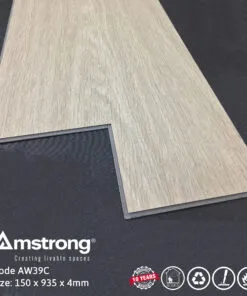 Sàn nhựa hèm khóa Amstrong AW39C màu trắng ghi hiện đại