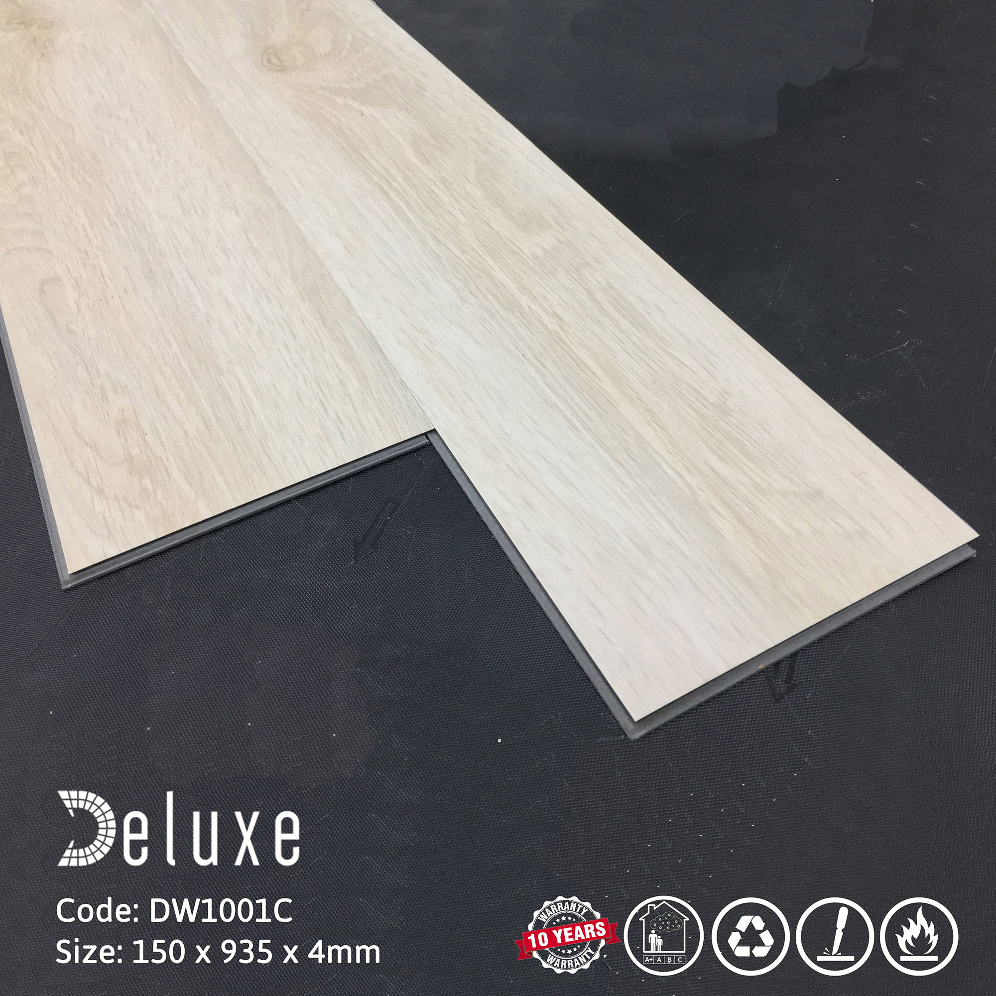 Sàn nhựa Deluxe Tile DW1001C hèm khóa màu trắng kết hợp vân gỗ Sồi