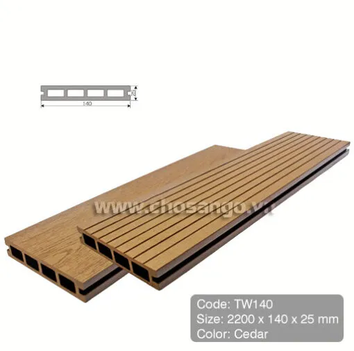 Sàn gỗ nhựa ngoài trời Tecwood TW140 màu Cedar