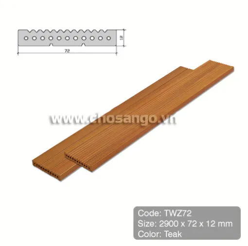 Tấm ốp gỗ nhựa Tecwood TWZ72 màu Teak